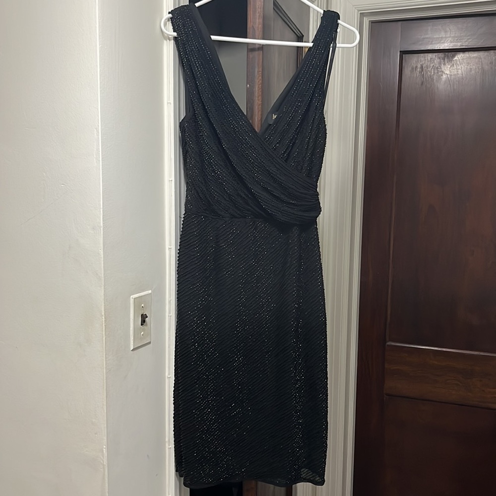NWT Laundry by Shelli Segal Black Beaded Cocktail Dress 8